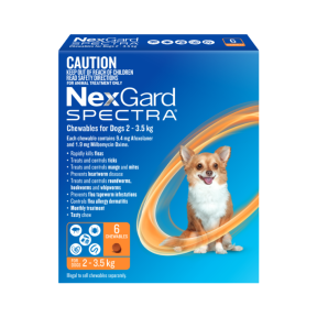 NexGard Spectra Dog Very Small 2-3.5kg Orange Updated Front Image