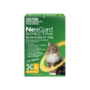 NexGard Spectra Spot On Cat Large 2.5-7.5kg Yellow 3 Pack