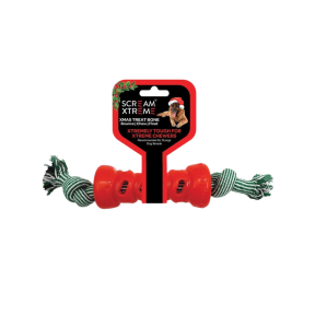 Scream-Xtreme-Christmas-Treat-Bone-Red-with-Rope-For-Extra-Large-Dogs-front