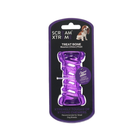 Scream Xtreme Treat Bone Dog Toy Loud Purple