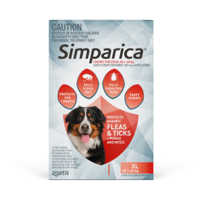 Simparica Chewables Dog Extra Large 40.1 - 60kg Red Update