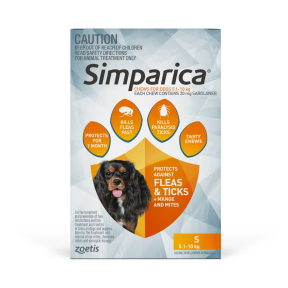 Simparica Chewables Dog Small 5.1 - 10kg Orange Updated