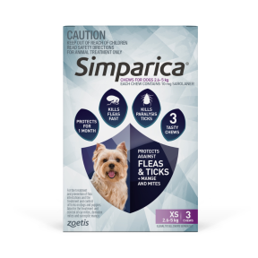 Simparica Dog Extra Small 2.6 - 5kg Purple 3 Chews Update