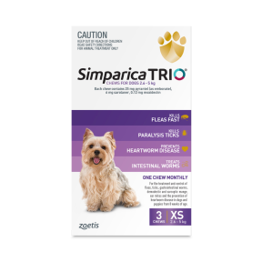 Simparica Trio Dog Extra Small 2.6 - 5kg Purple 3 Chews Update