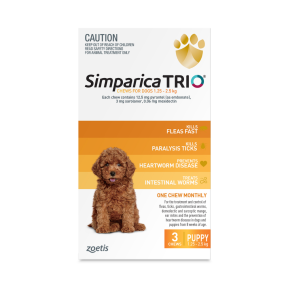 Simparica Trio Puppies 1.25 - 2.5kg Yellow 3 Chews
