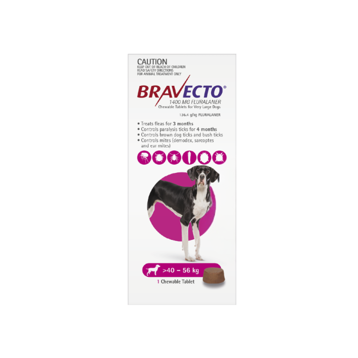 Bravecto Chewables Dog Extra Large 88 - 123lbs Purple main product photo