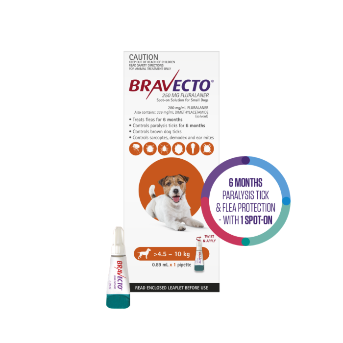Bravecto Spot On Dog Small 9.9 - 22lbs Orange 1 Pack