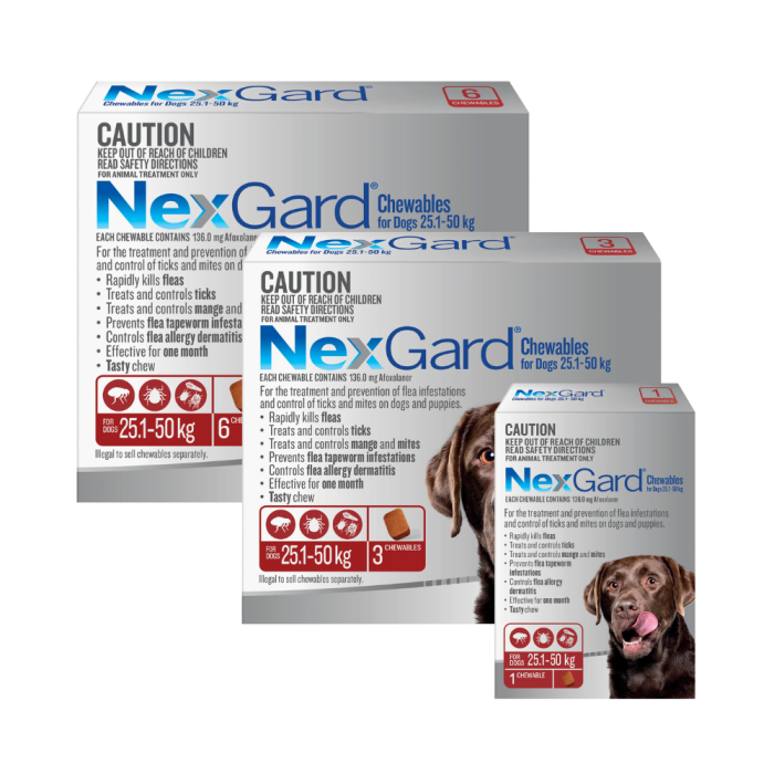 NexGard Chewables Dog Large 60.1 121lbs Red CanadaVet