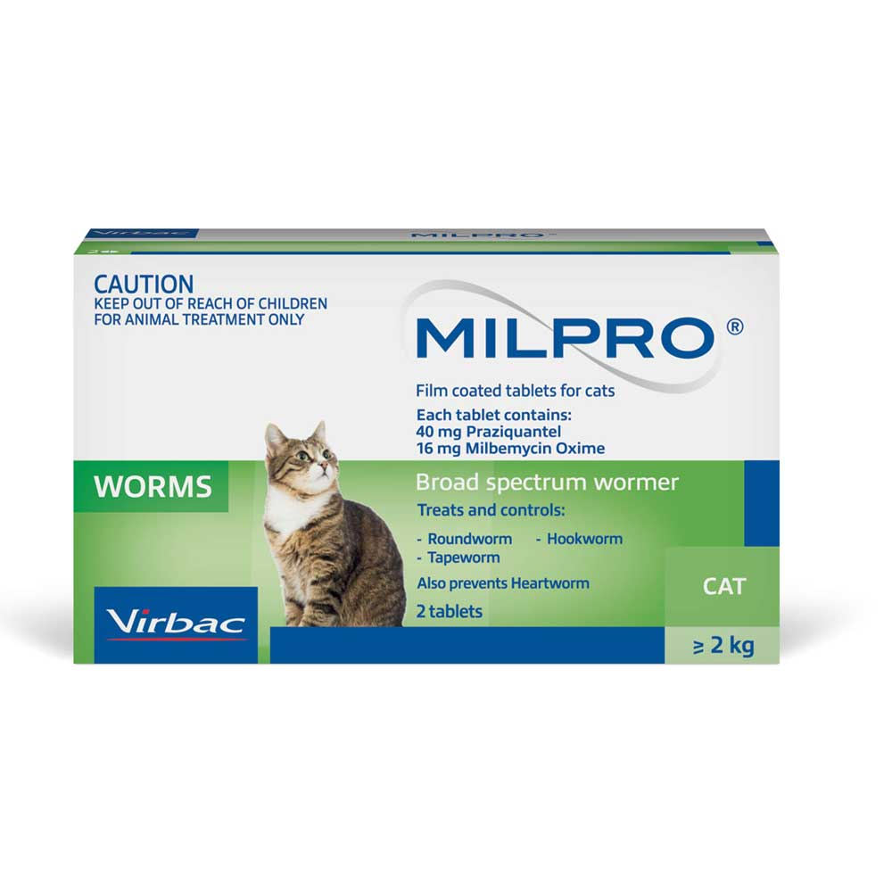 Milpro Broad Spectrum Allwormer Cat 4.4 17.6lbs 2 Tablets CanadaVet