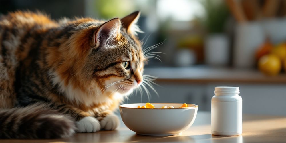 Cat being fed by hand