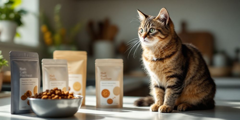 Cat being fed by hand